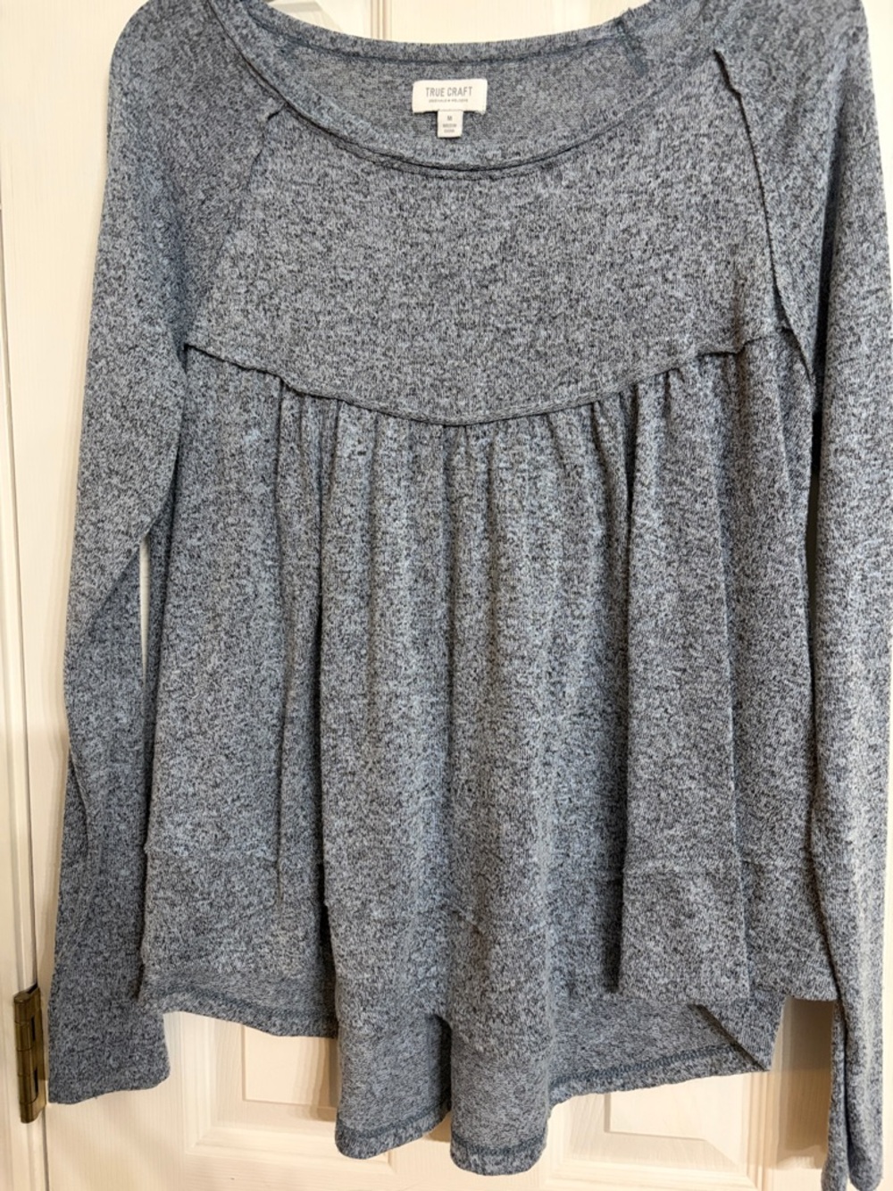 True Craft Soft Heather Blue Long-Sleeve Peasant Top
